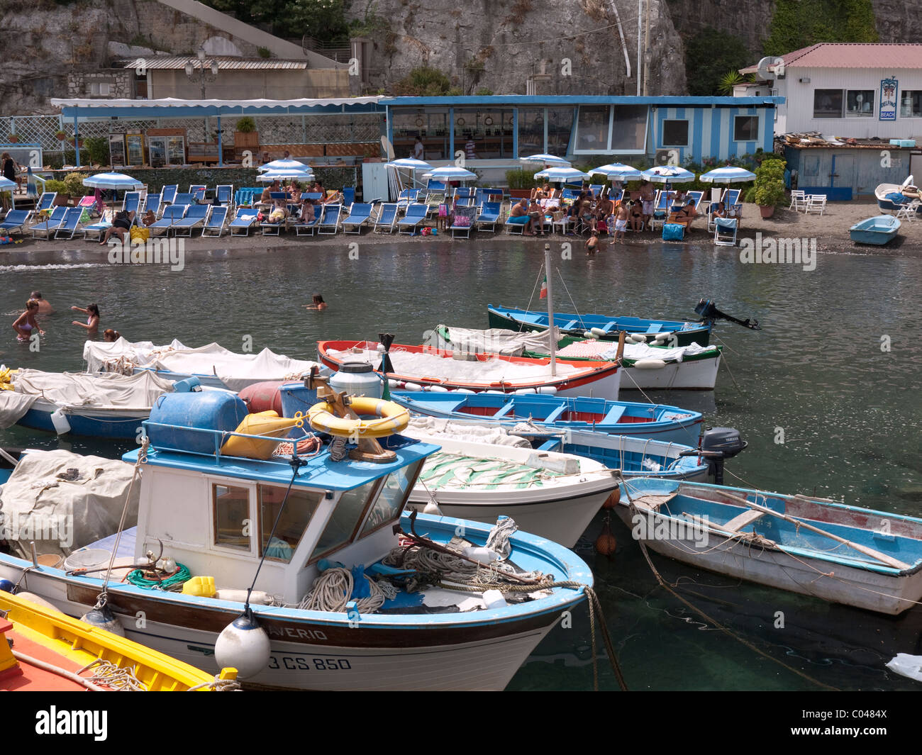 The old town of Sorrento, the original fishing harbour of Marina Grande in Sorrento Stock Photo