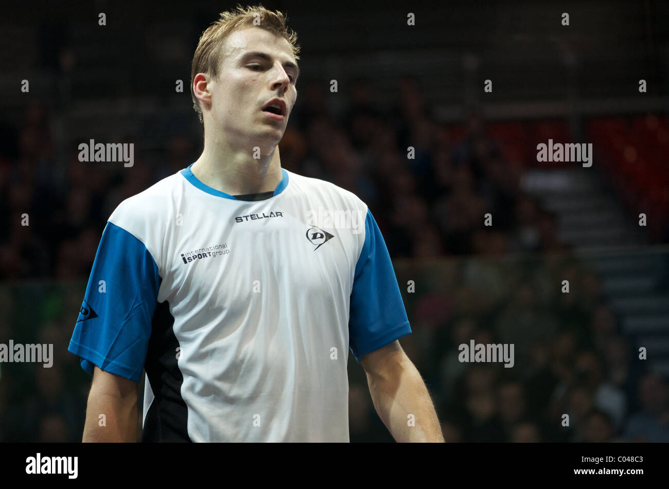 Nick Matthew shows the strain in the British Squash National