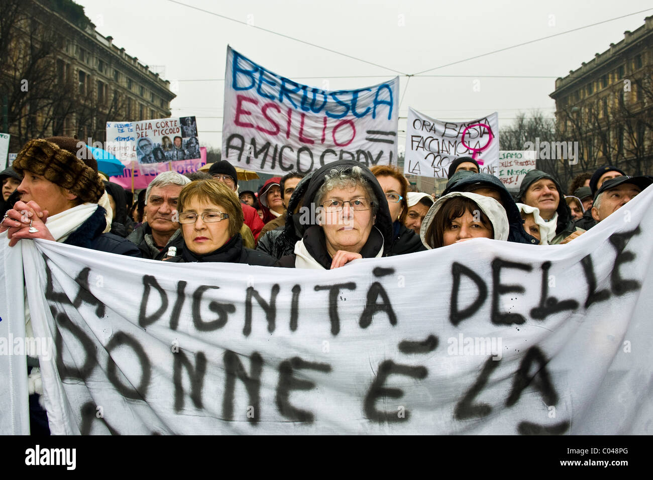 13.02.2011, Milan. Political demonstration 'Se non ora quando?'. Stock Photo