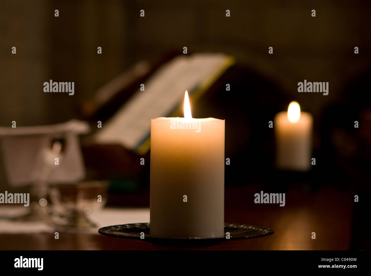 Candle On Altar Stock Photo Alamy
