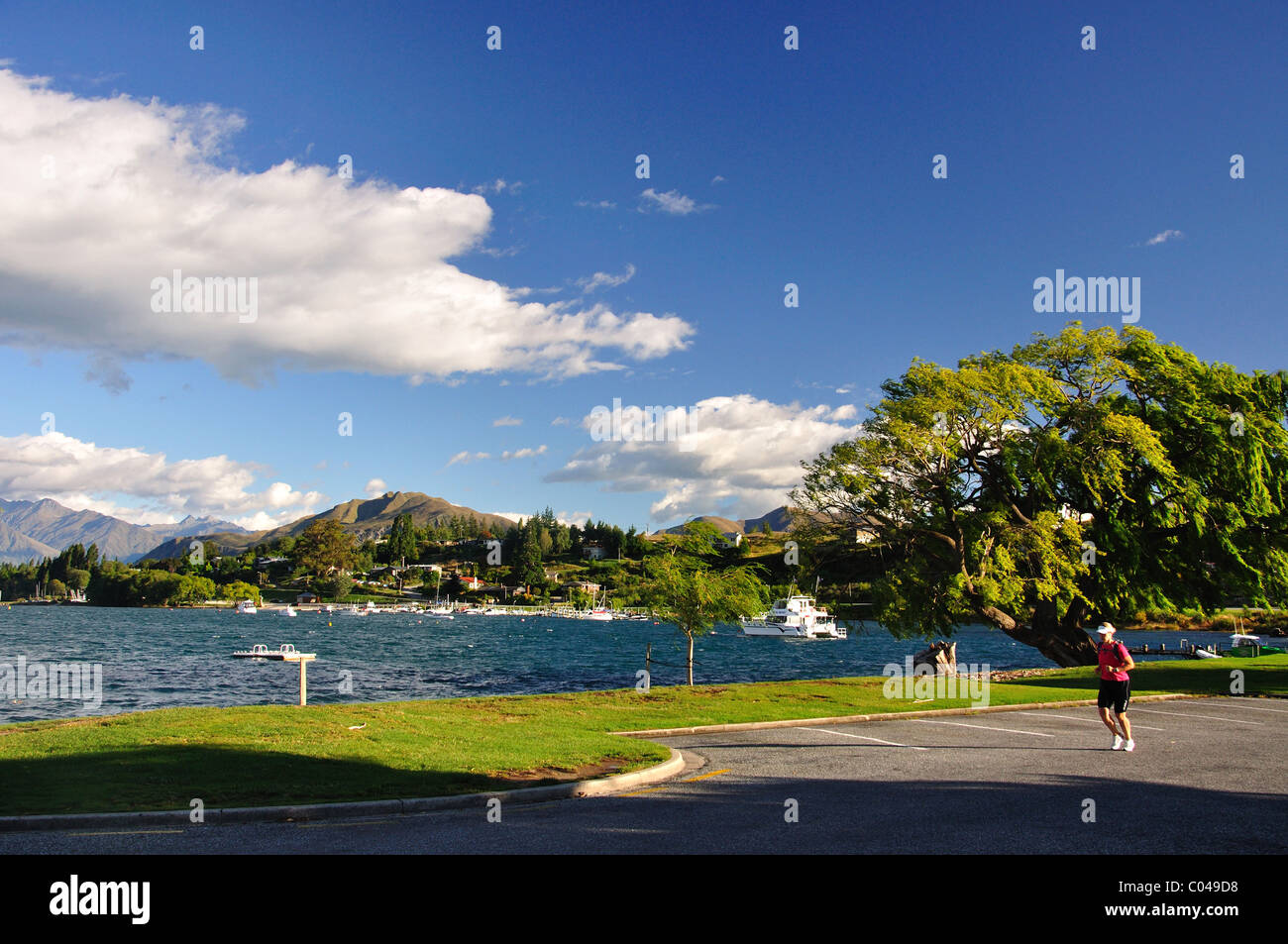 Lakeside view, Lake Wanaka, Wanaka, Otago Region, South Island, New Zealand Stock Photo