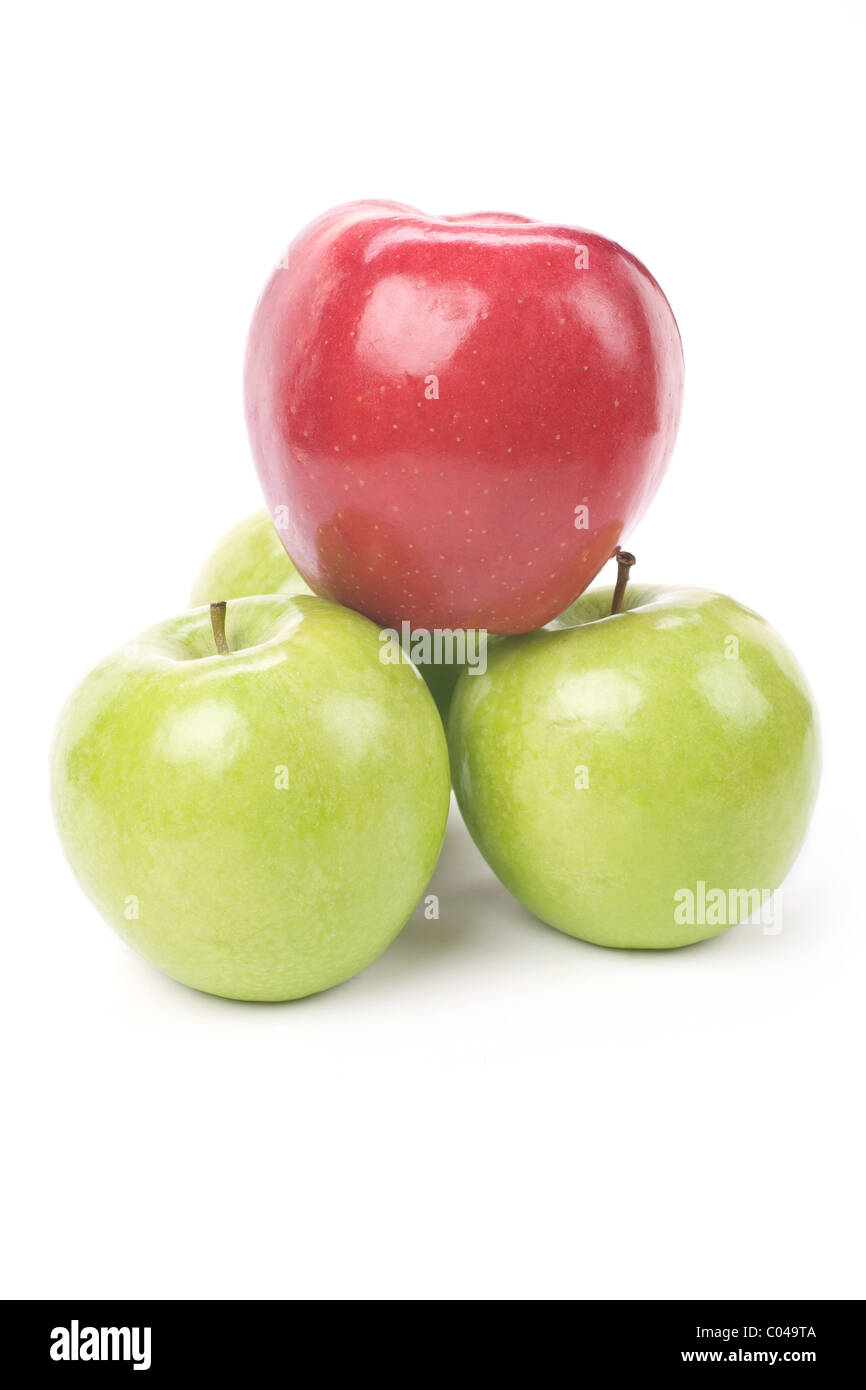 Green Apple red apple with white background, close up shot Stock Photo ...