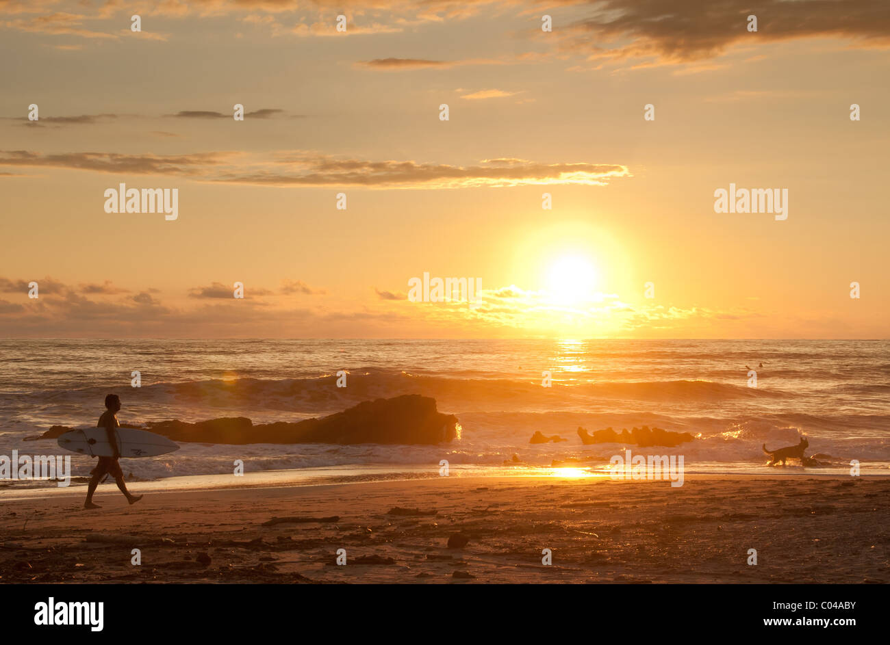 Sunset Santa Teresa Nicoya Peninsula Stock Photo