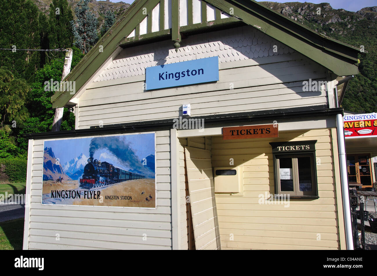 Kingston Flyer Railway Station, Kingston, Lake Te Anau, Southland Region, South Island, New Zealand Stock Photo
