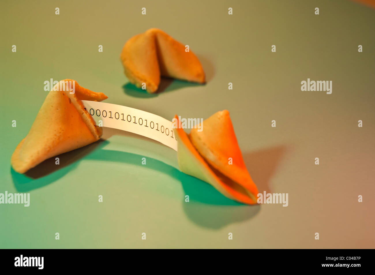 Fortune cookie with message in binary code Stock Photo Alamy
