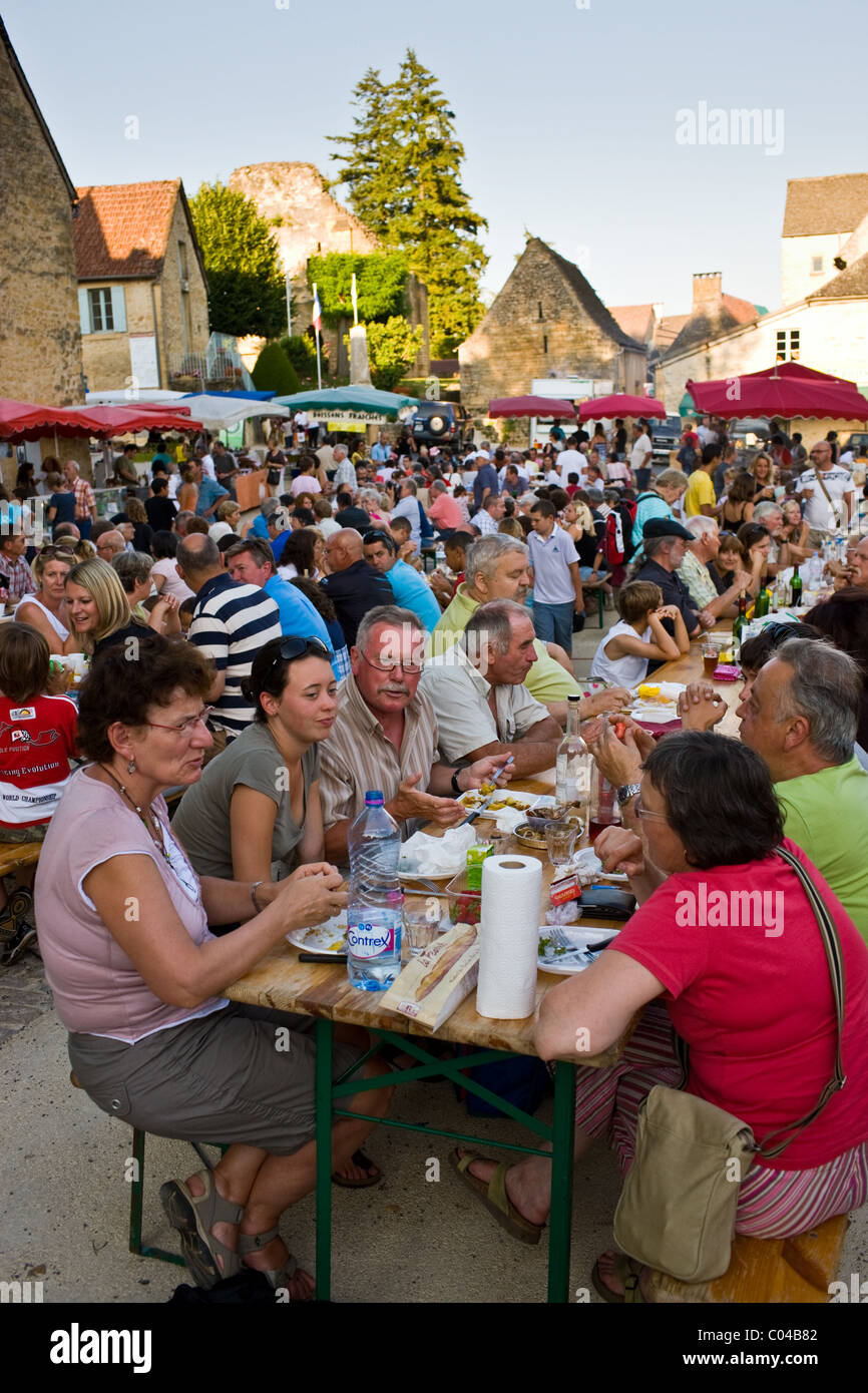 Village fete traditional festival in St Genies in the Perigord region, France Stock Photo