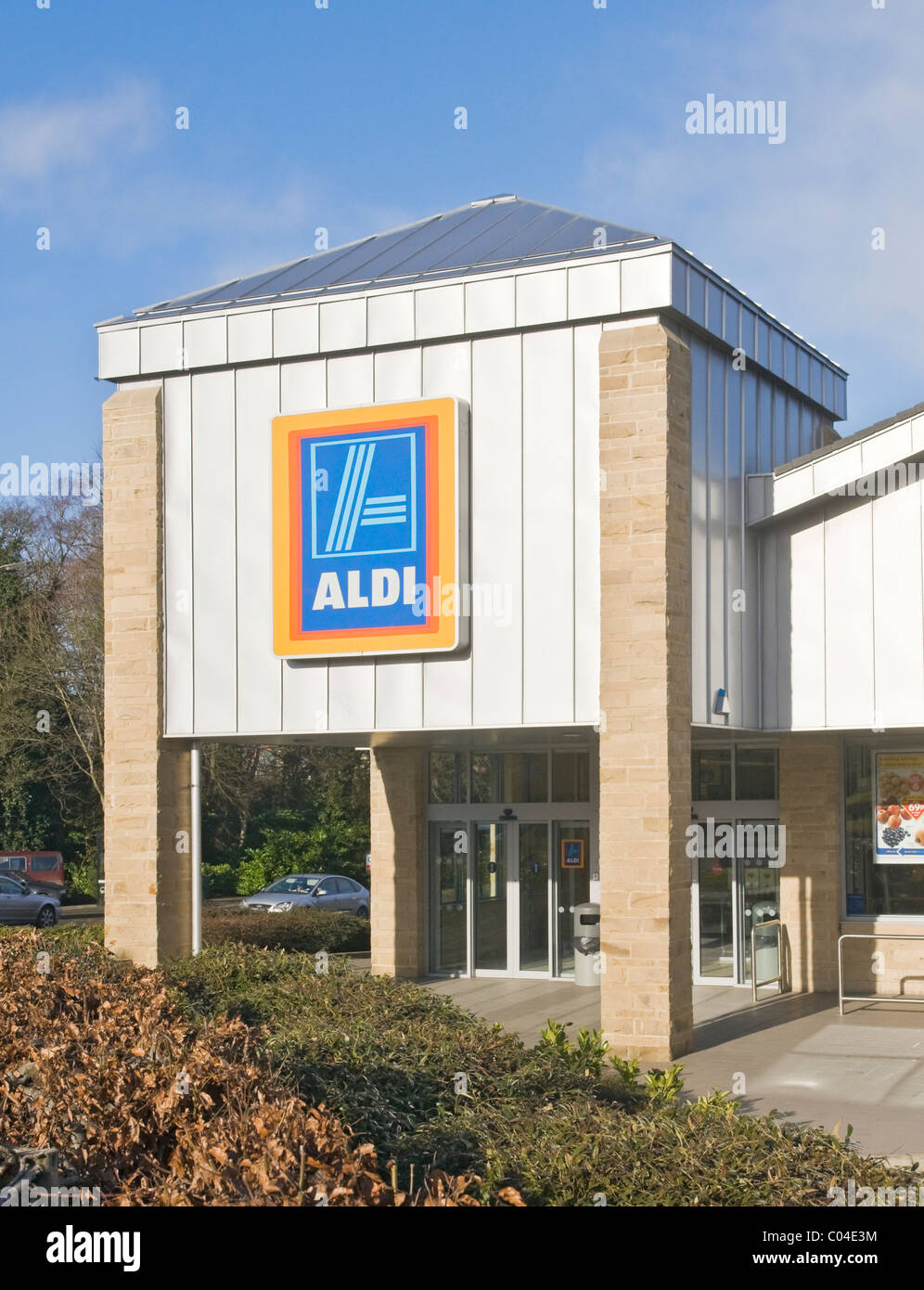 Entrance to Aldi supermarket at Catterick Garrison, North Yorkshire