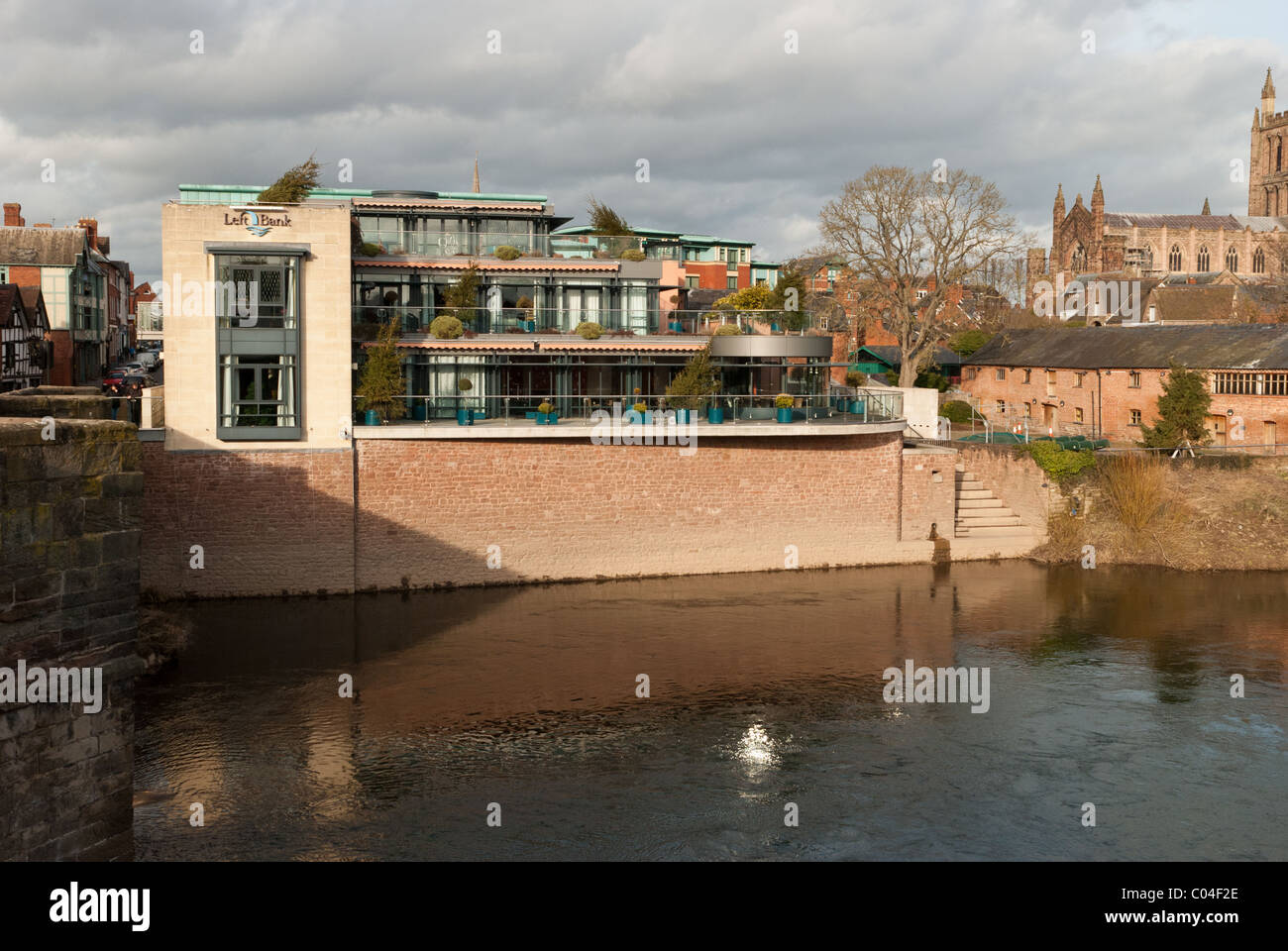 Left Bank restaurant and banqueting centre on the river wye in Hereford Stock Photo