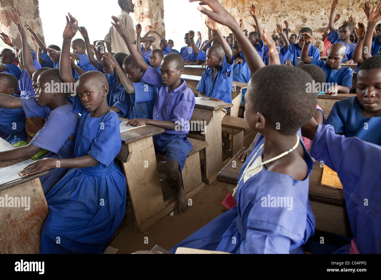 Students learn in class at Abia Primary School - Amuria District, Uganda, East Africa. Stock Photo