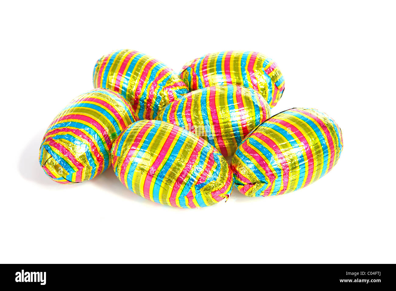 colorful chocolate easter eggs isolated on white background Stock Photo