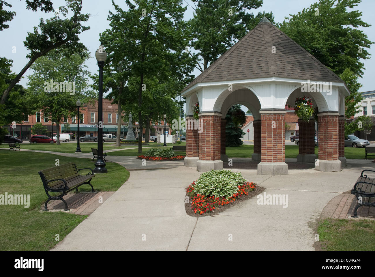 Gazebo Downtown Stockbridge Village of Stockbridge, Michigan USA Stock