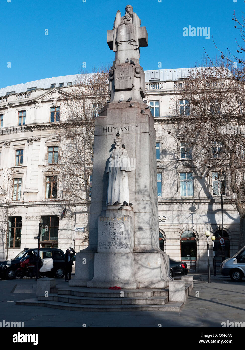 Statue of Edith Cavell In Londons Charing Cross Road Stock Photo