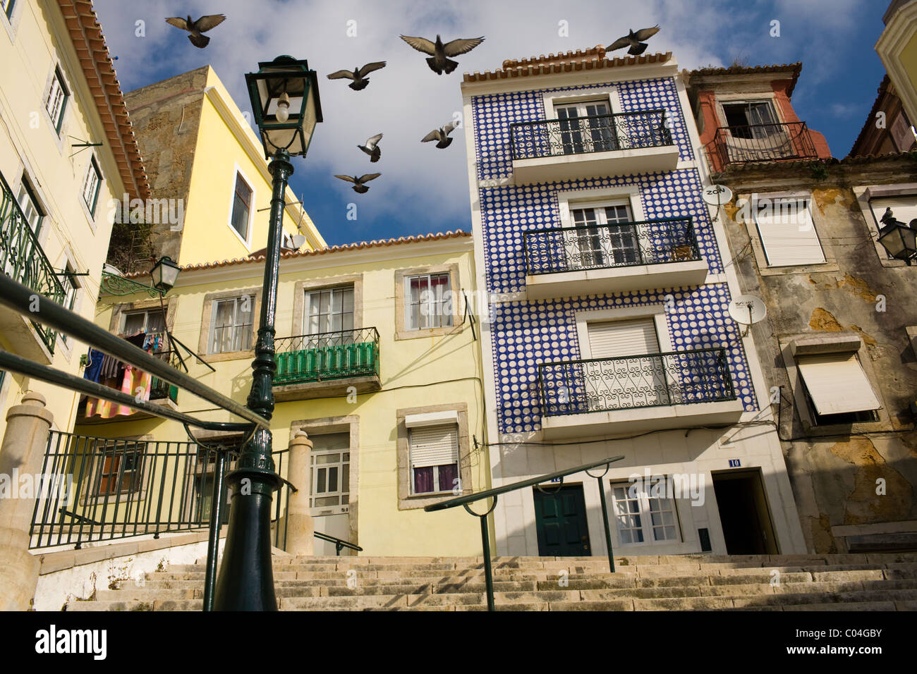 Street scene, The Alfama, Lisbon, Portugal Stock Photo