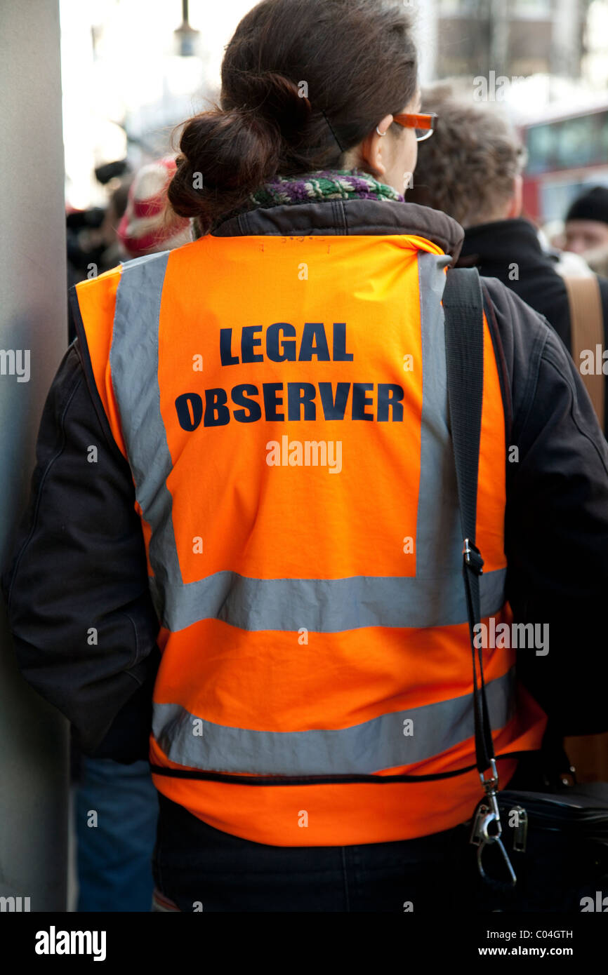 Legal observer at demonstration in Oxford Street, London Stock Photo