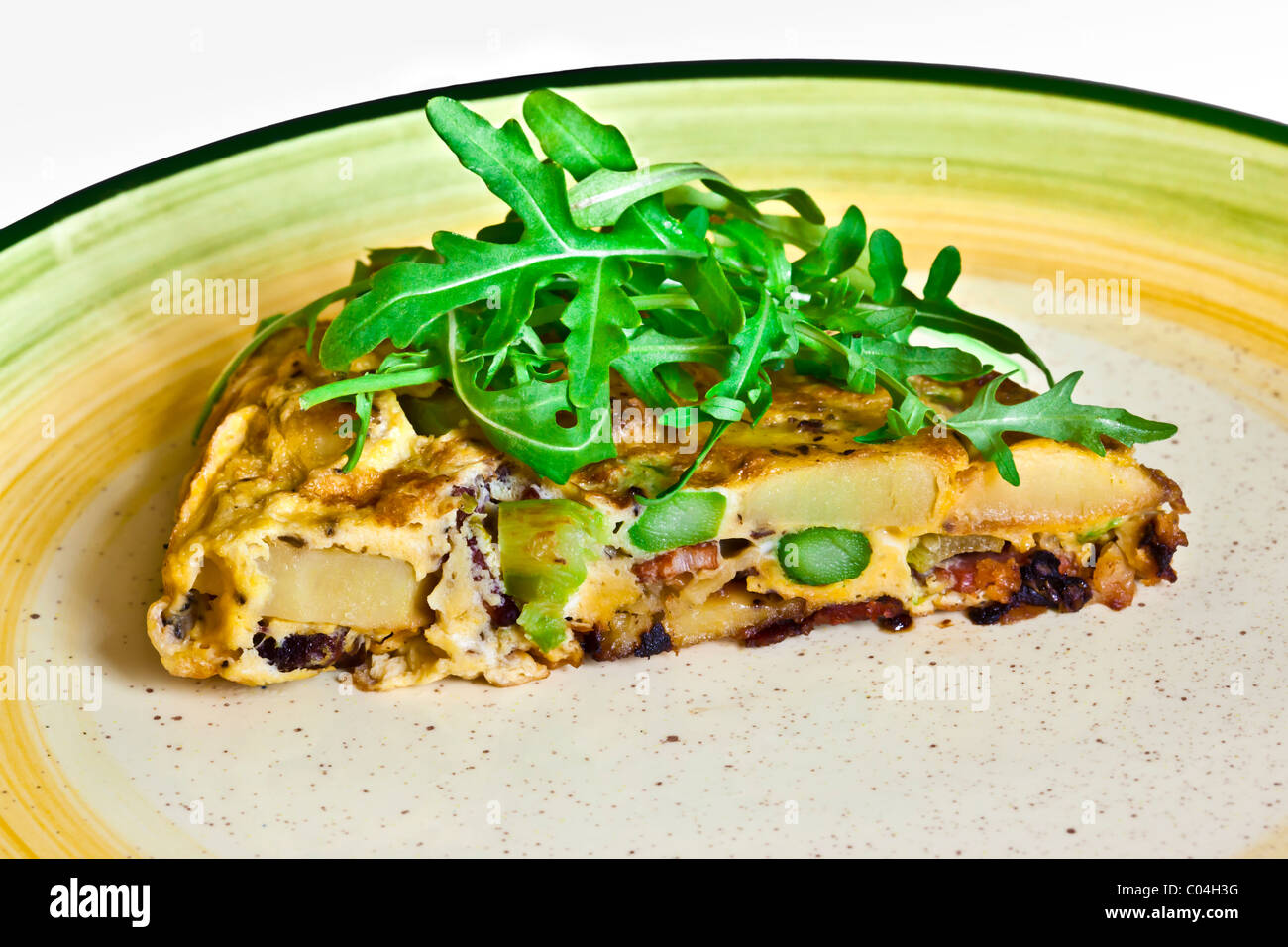 Asparagus, potato, and bacon frittata. Charles Lupica Stock Photo