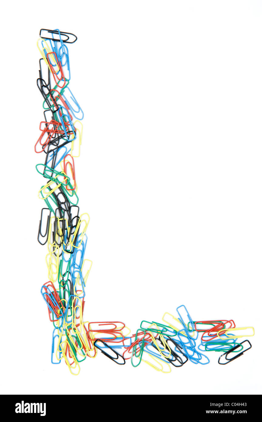 Letter L formed with colorful paperclips Stock Photo - Alamy