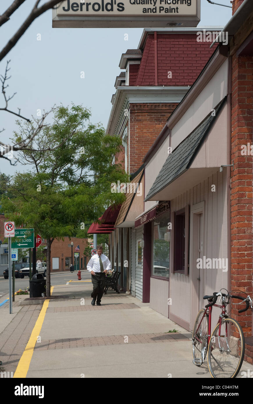 Downtown Stockbridge; Village of Stockbridge Michigan USA Stock Photo