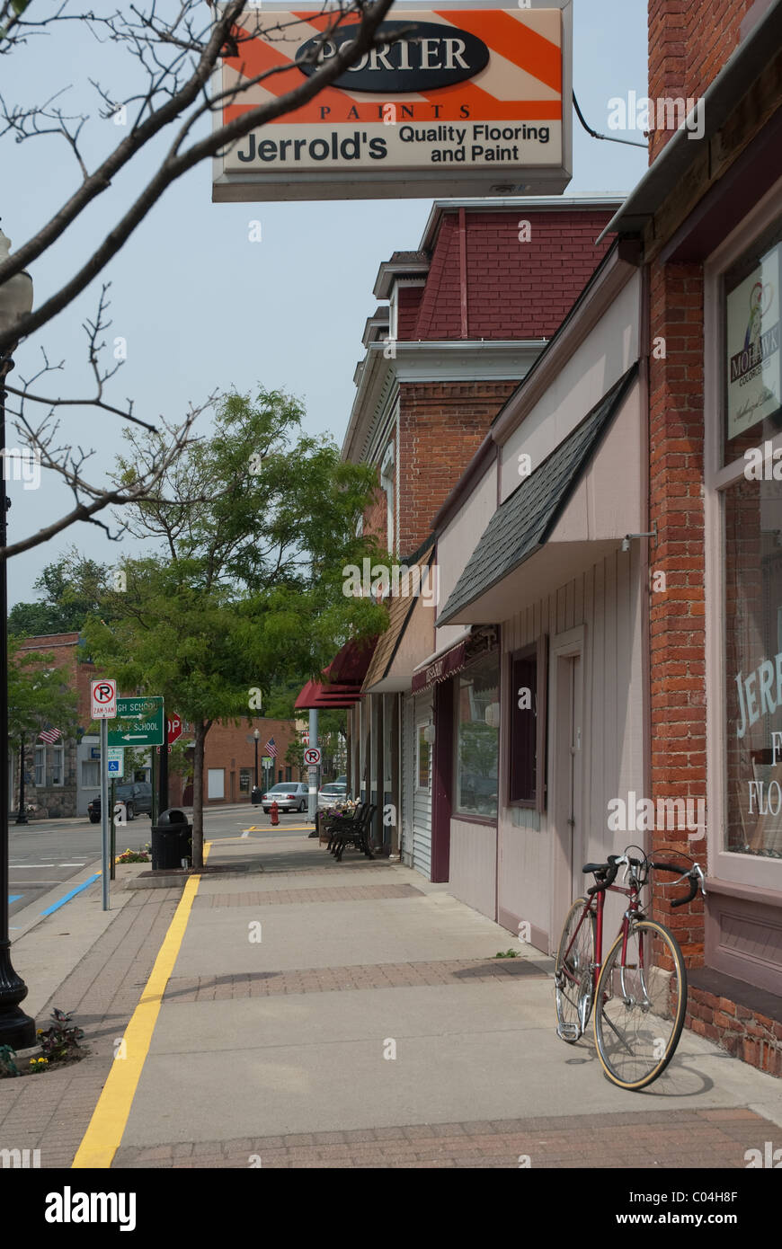 Downtown Stockbridge; Village of Stockbridge Michigan USA Stock Photo