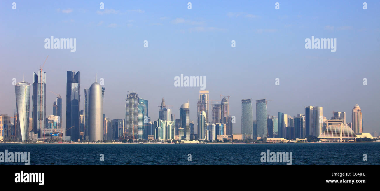 Qatar, Doha, skyline, skyscrapers, general view, Stock Photo