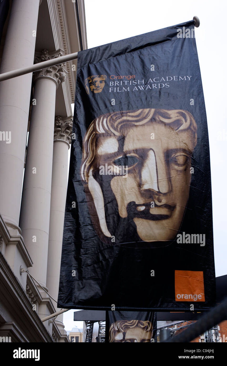 British Academy Film Awards BAFTA Orange flag outside Royal Opera House Covent Garden London Stock Photo