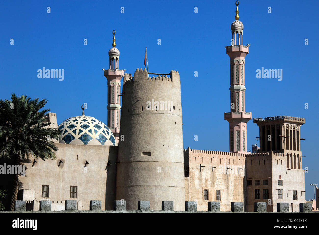 United Arab Emirates, Ajman, Fort, Mosque, Stock Photo