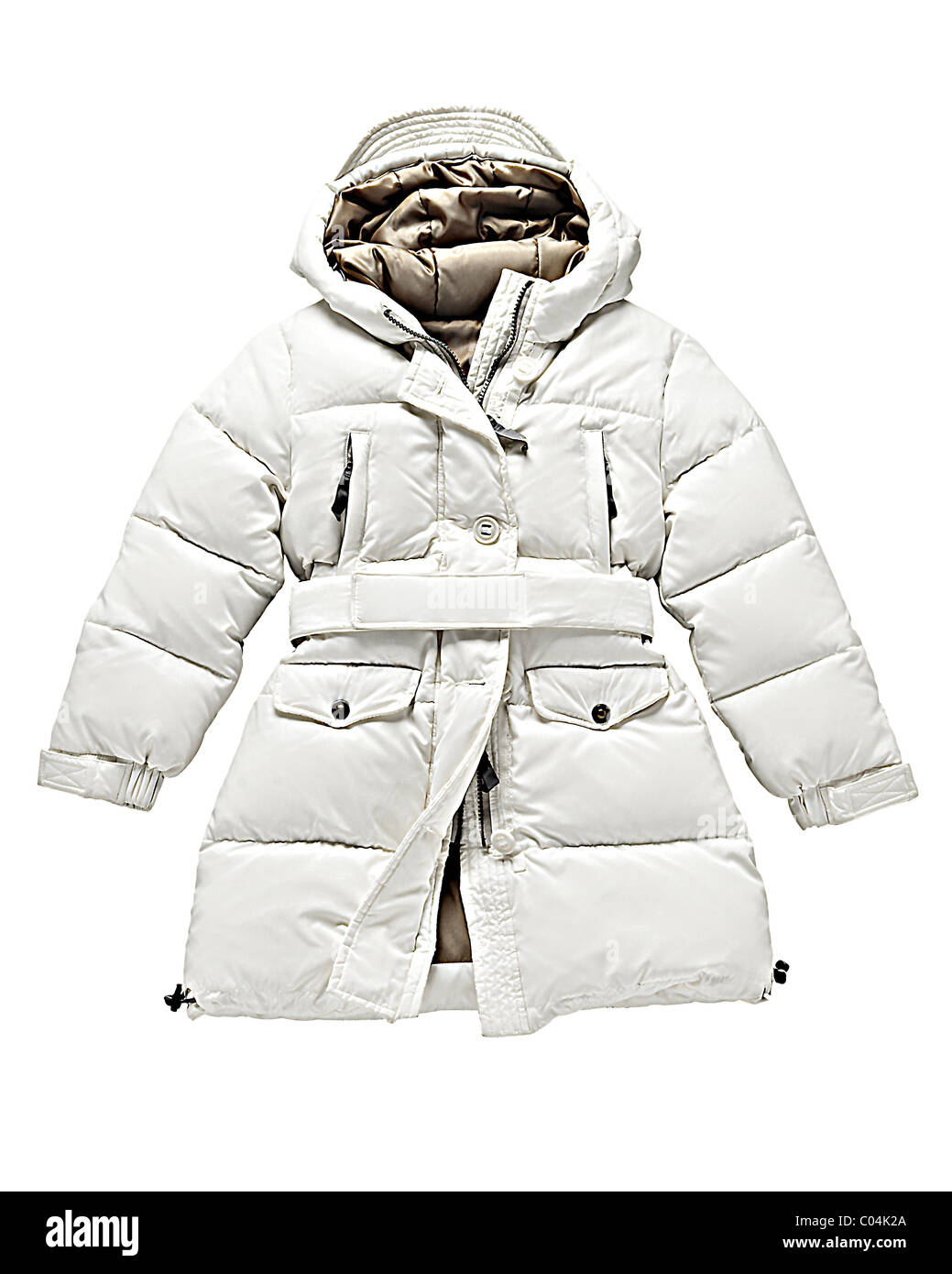 white down jacket on white background Stock Photo