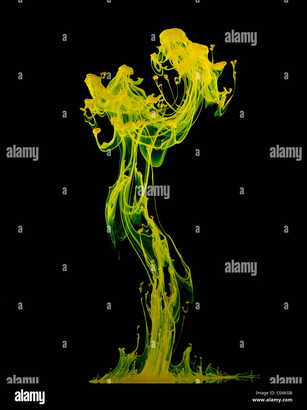 Yellow ink in the water Stock Photo
