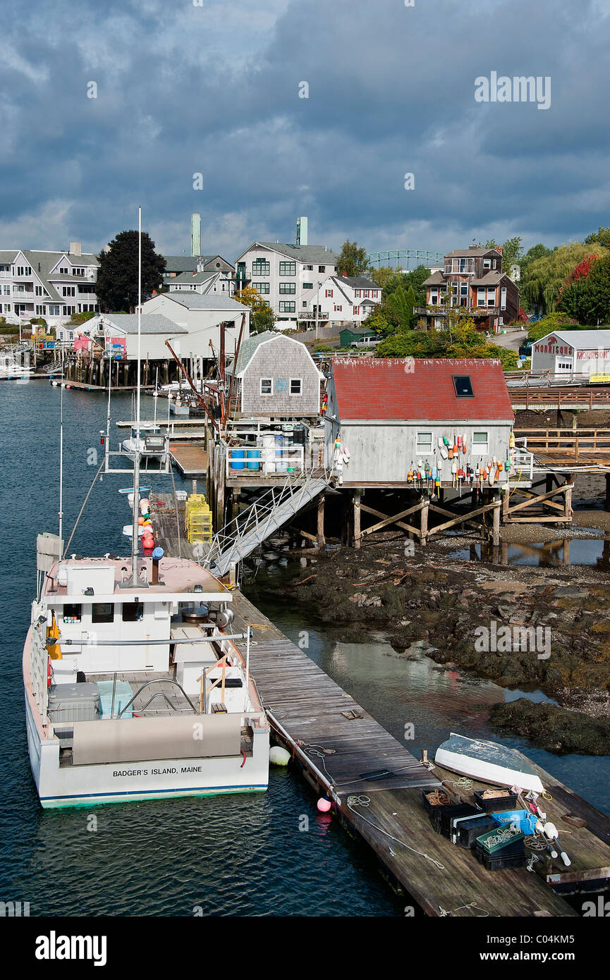 Lobster shacks, Badger's Island, Kittery, Maine, USA Stock Photo