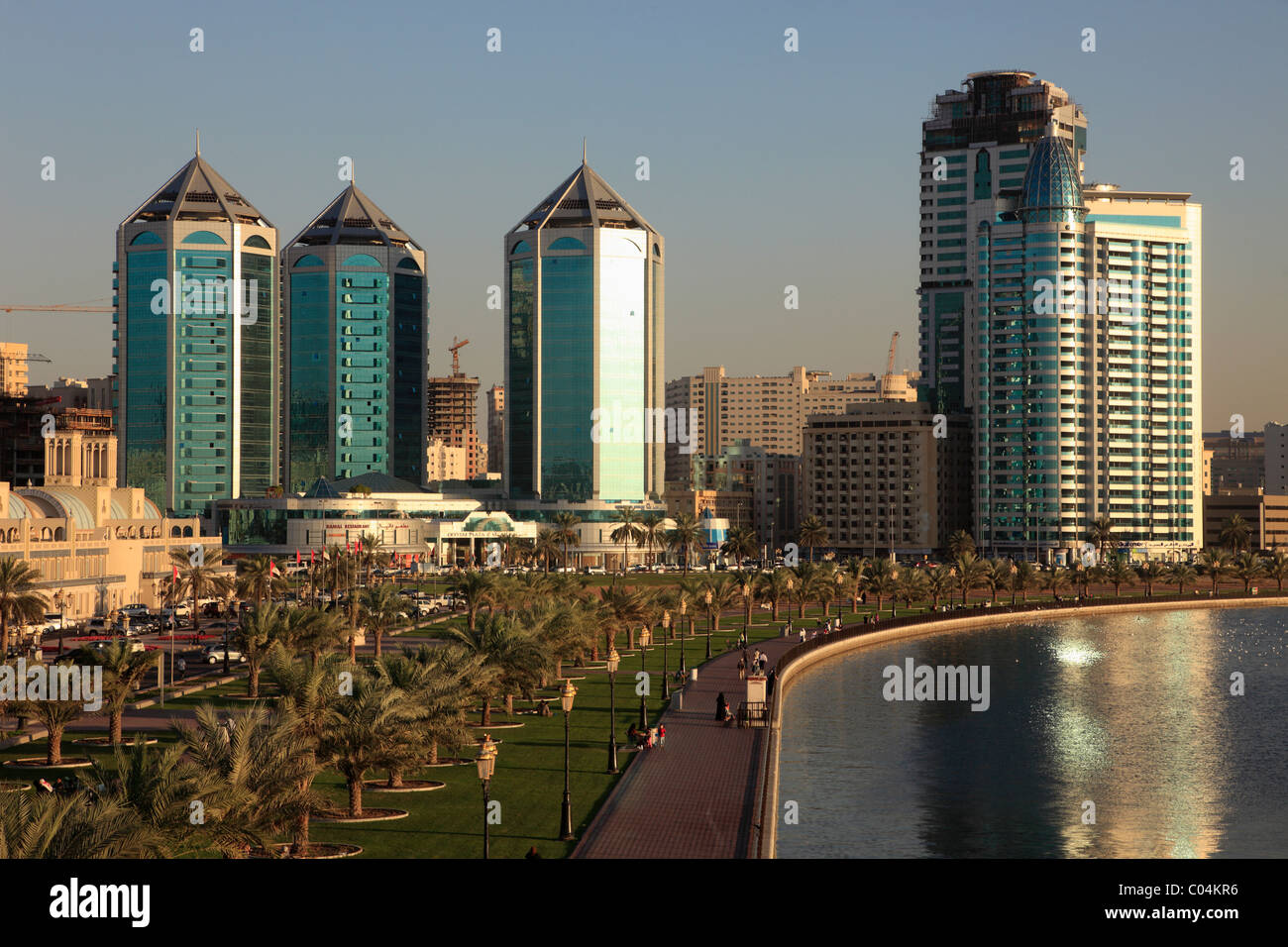United Arab Emirates, Sharjah, skyline, Khalid Lagoon, Corniche Road