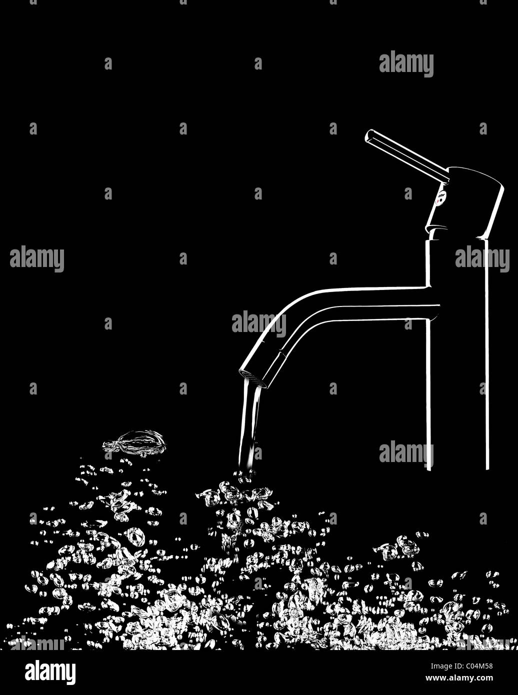 Tap with water and bubbles Stock Photo Alamy