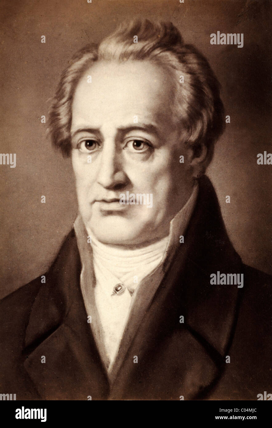 Goethe, Johann Wolfgang (1749-1832) German writer and polymath. Portrait c19th Albumen Print of Earlier Painting. Stock Photo