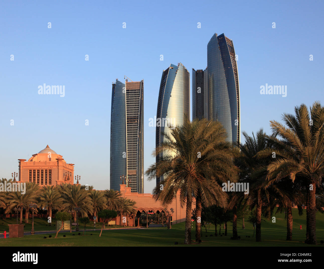 United Arab Emirates, Abu Dhabi, Etihad Towers, Stock Photo