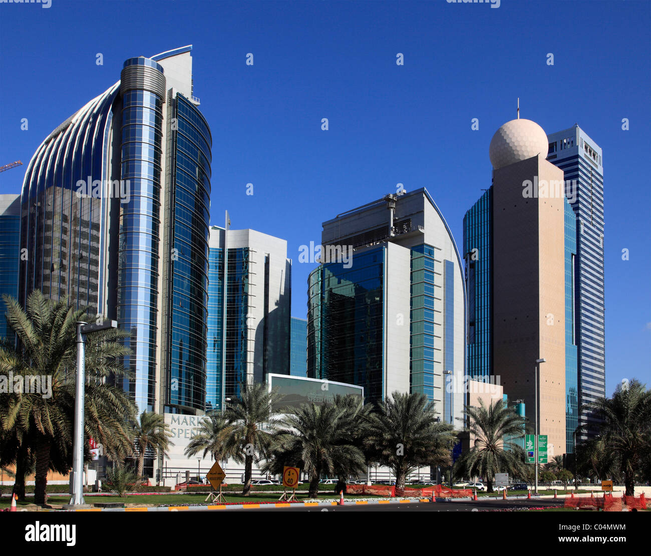 United Arab Emirates, Abu Dhabi, Sheik Rashid Bin Ak Maktoum Road, Stock Photo