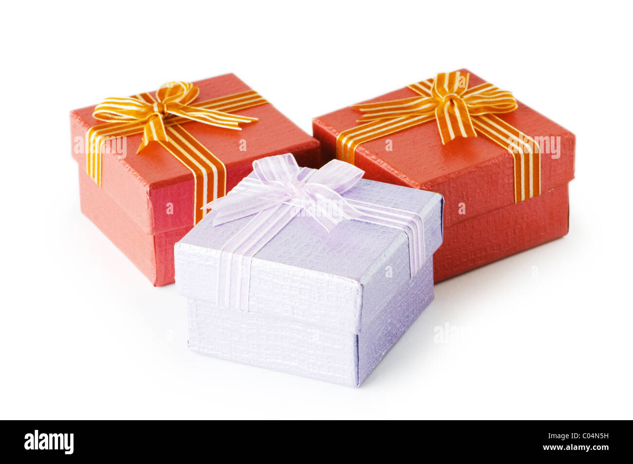 Gift boxes isolated on the white background Stock Photo - Alamy