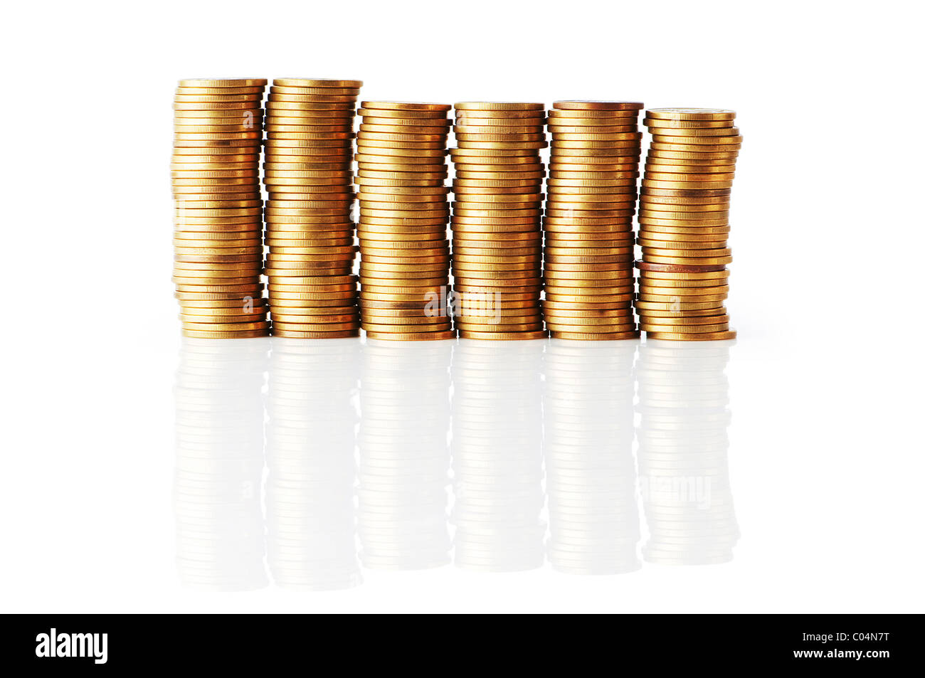 Quarter Coin Stack Stack of Quarter Coins isolated on white Background Stock Photo - Alamy