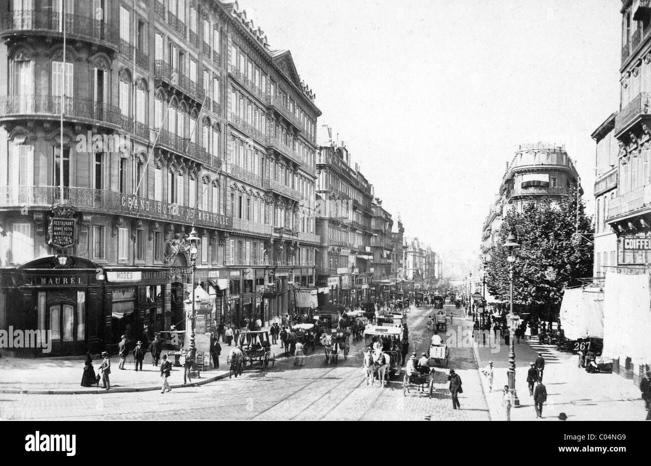 Street Scene with Horse & Carts & Tramways or Tramlines Along Avenue de
