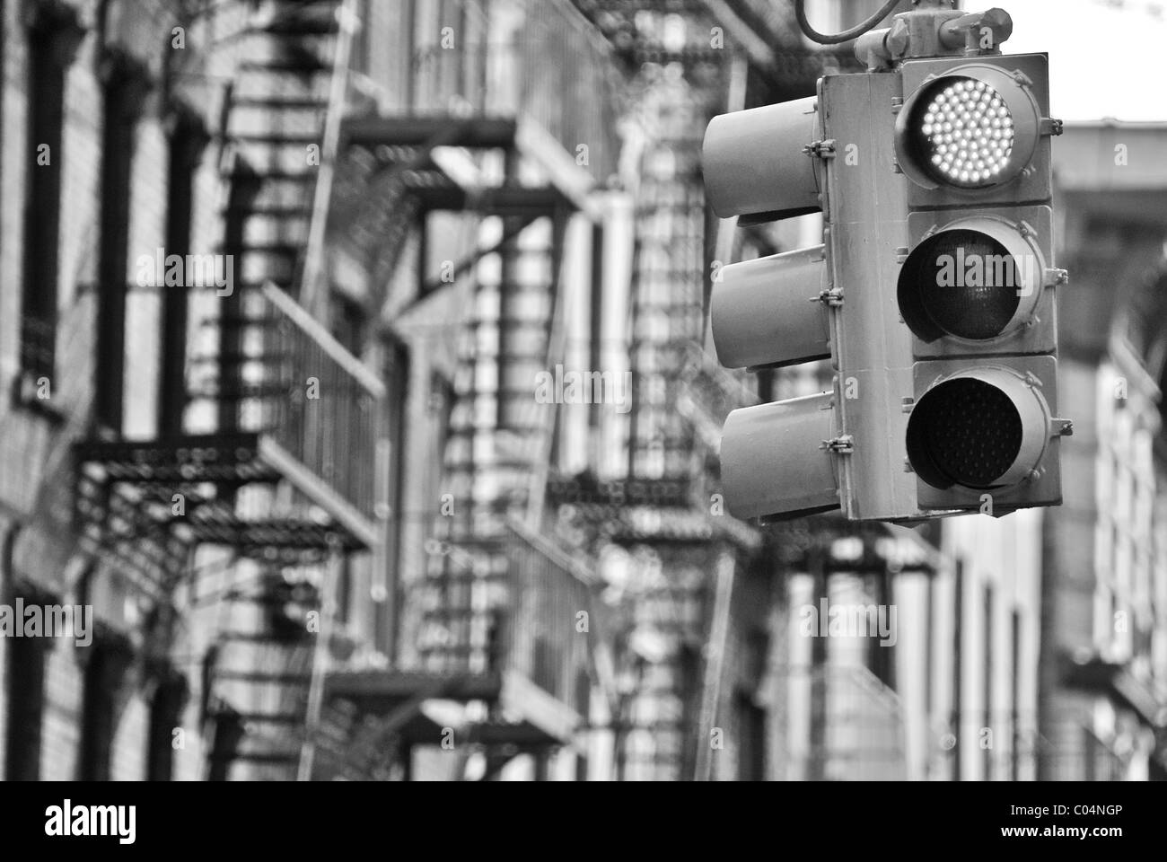 Traffic lights over the road in New York Stock Photo Alamy