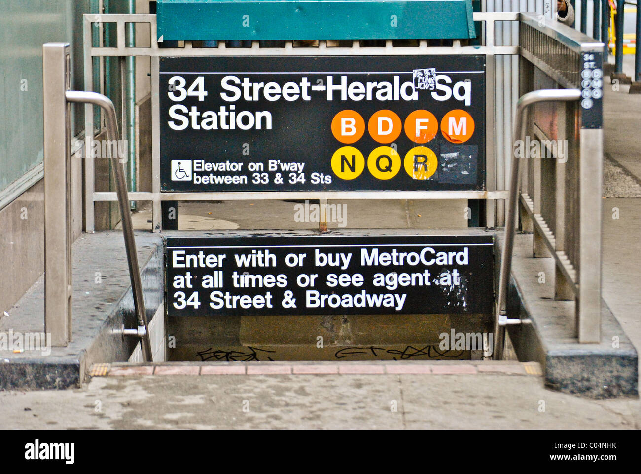 Entrance to the subway in New York. Stock Photo