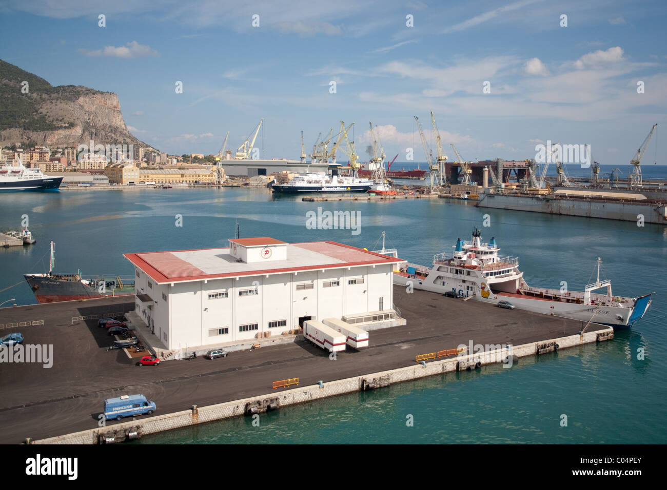 Palermo Harbour and ship repair yards Stock Photo