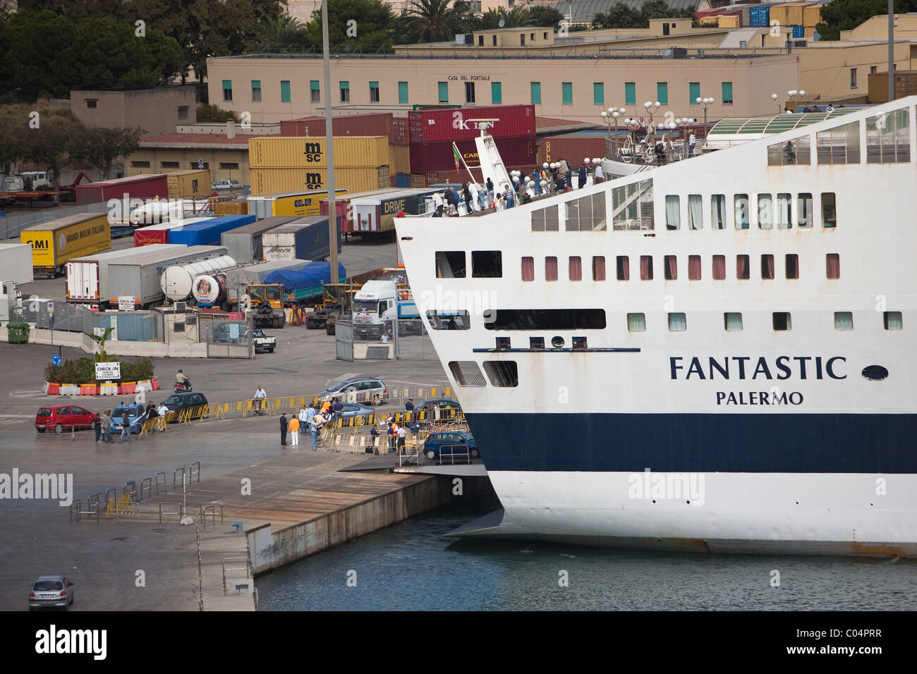 Ferry loading operations Palermo Harbour Sicily Italy Stock Photo Alamy
