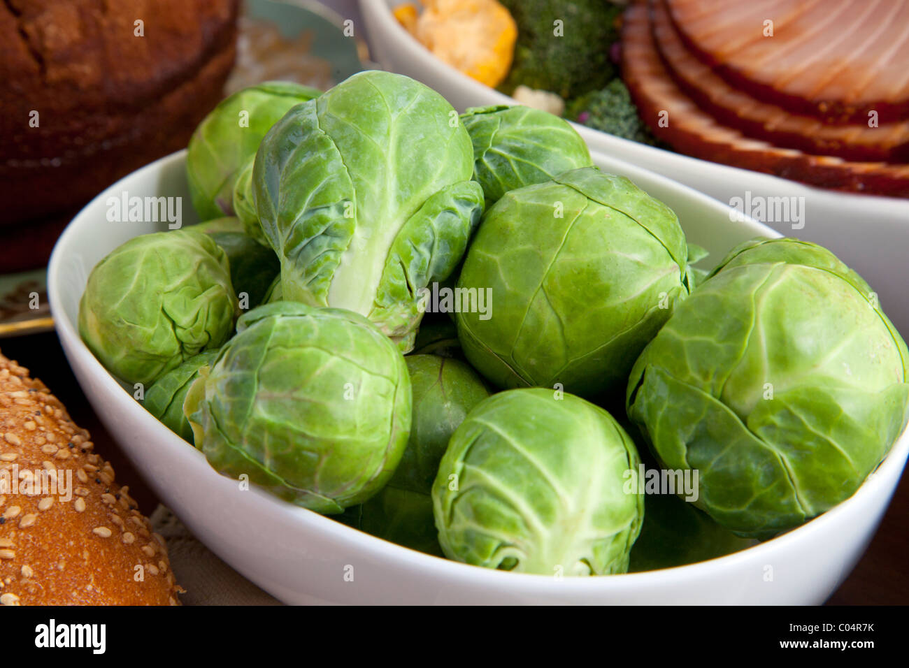 brussels sprout brussel sprouts in bowl Stock Photo