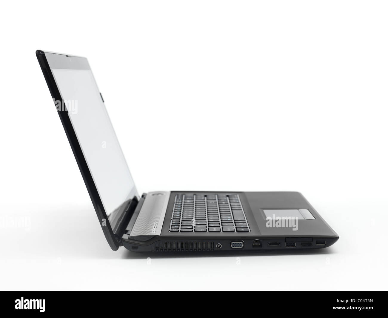 17-inch black notebook laptop computer isolated on white background Stock Photo