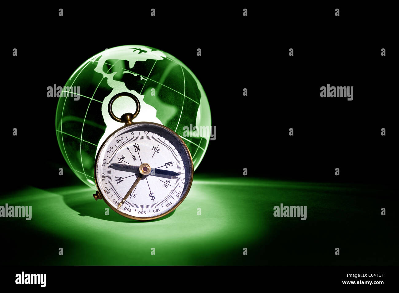 Globe and Compass for background Stock Photo - Alamy