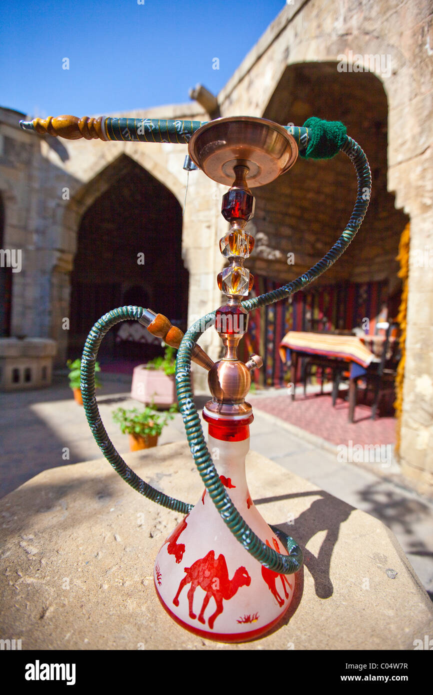 Nargile at a Caravanserai turne restaurant in the Old City of Baku, Azerbaijan Stock Photo