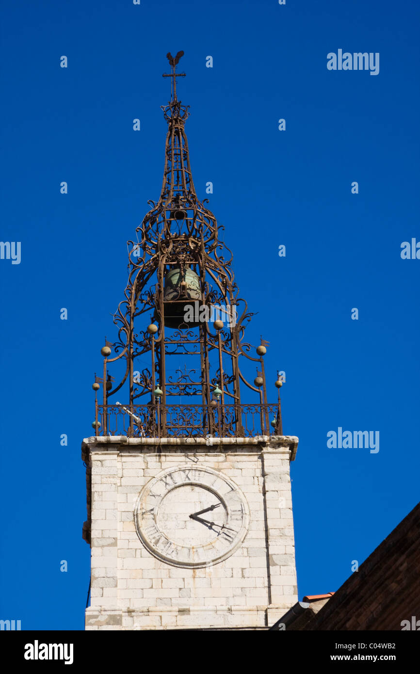 Cathedrale Saint-Jean-Baptiste (wrought iron bell tower), Place Gambetta, Perpignan, France, Autumn 2010 Stock Photo
