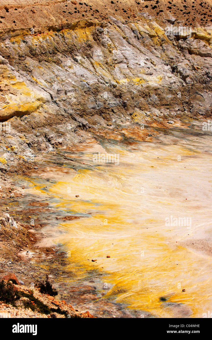 Stefanos crater, in the volcano of Nisyros island, Dodecanese, Greece. Stock Photo