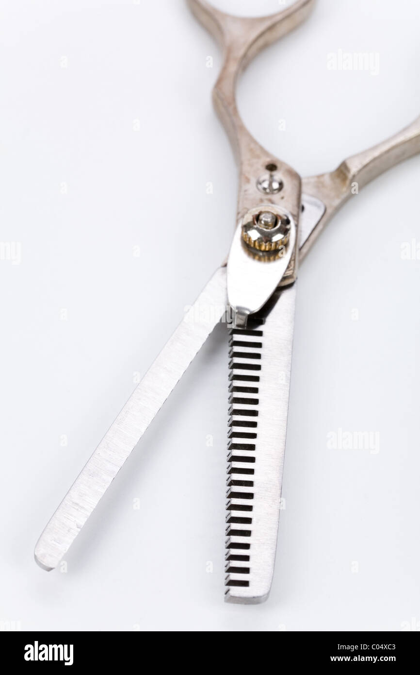 Hair Thinning Scissors close up shot Stock Photo