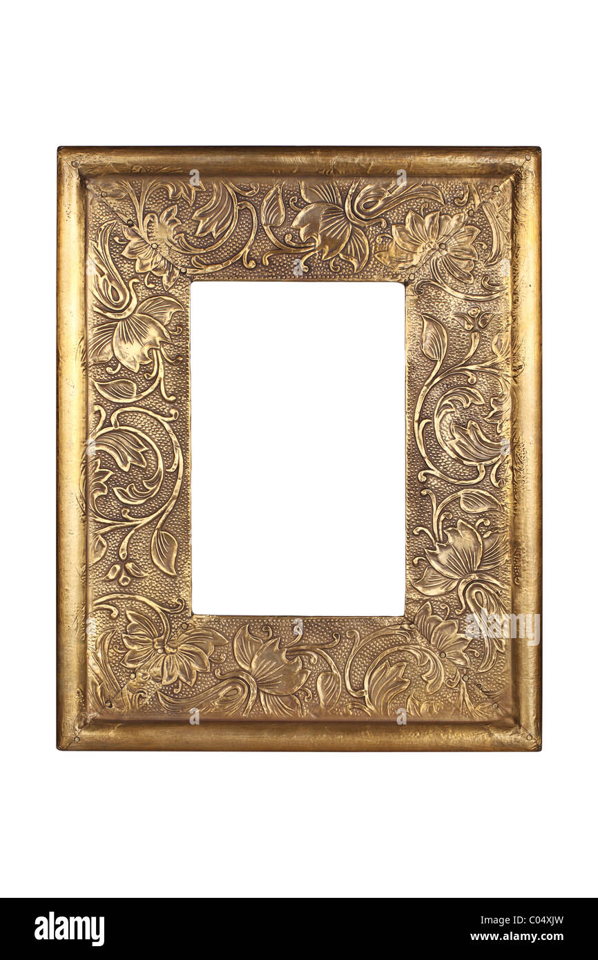 Gold metal frame isolated on white with clipping path Stock Photo Alamy