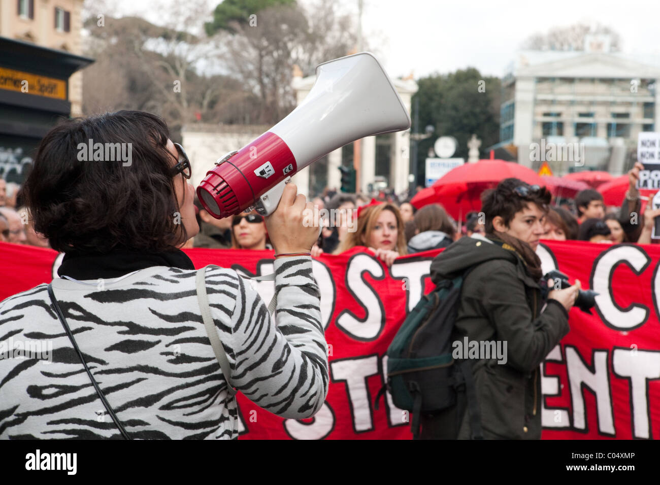 women rally protest protesters Italy Stock Photo
