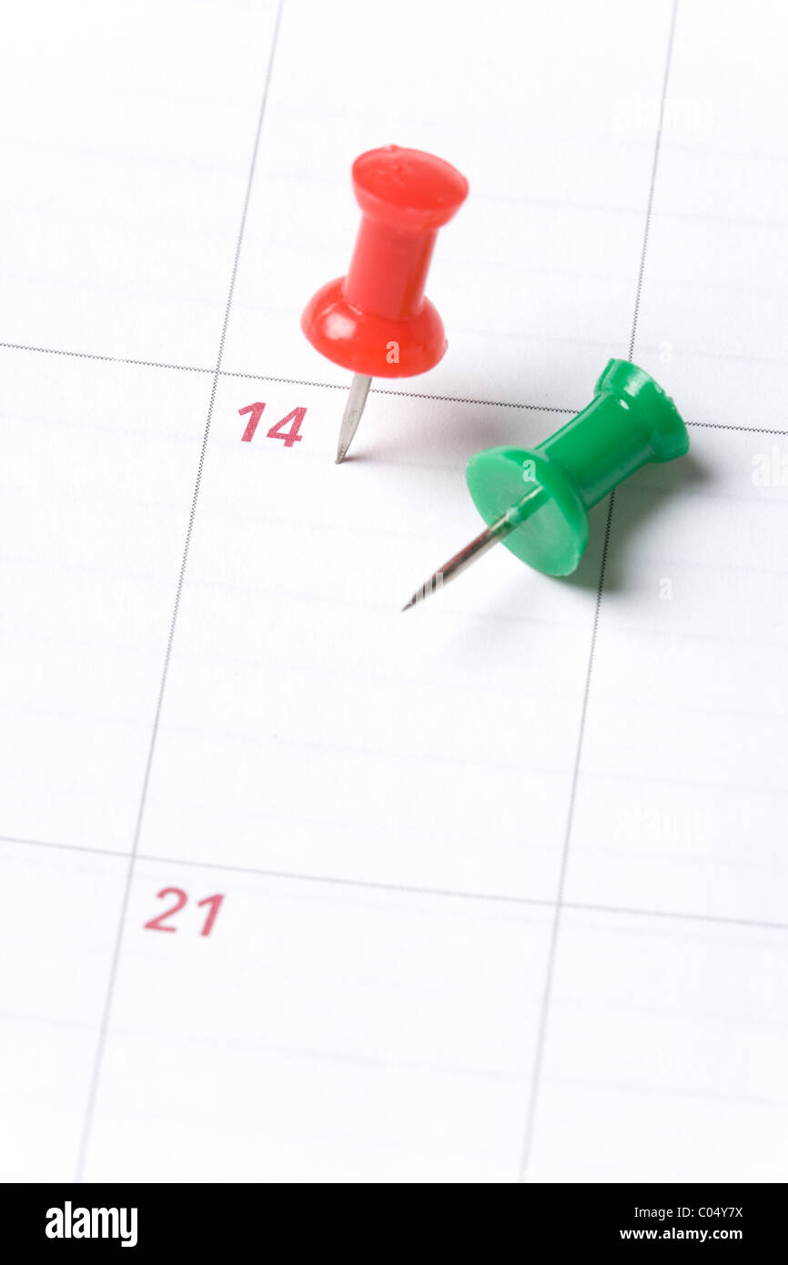 Calendar and Thumbtack close up shot for background Stock Photo - Alamy